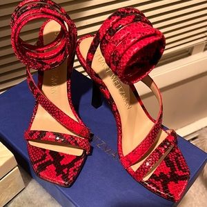 Stuart Weitzman heels.  lipstick red printed python size 8.5